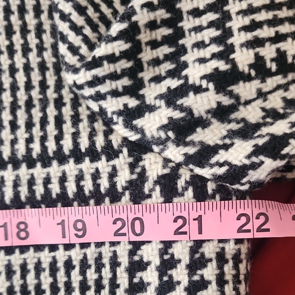 Lauren Ralph Lauren Houndstooth Wool Blend Cropped Pea Coat Black White - Picture 12 of 13